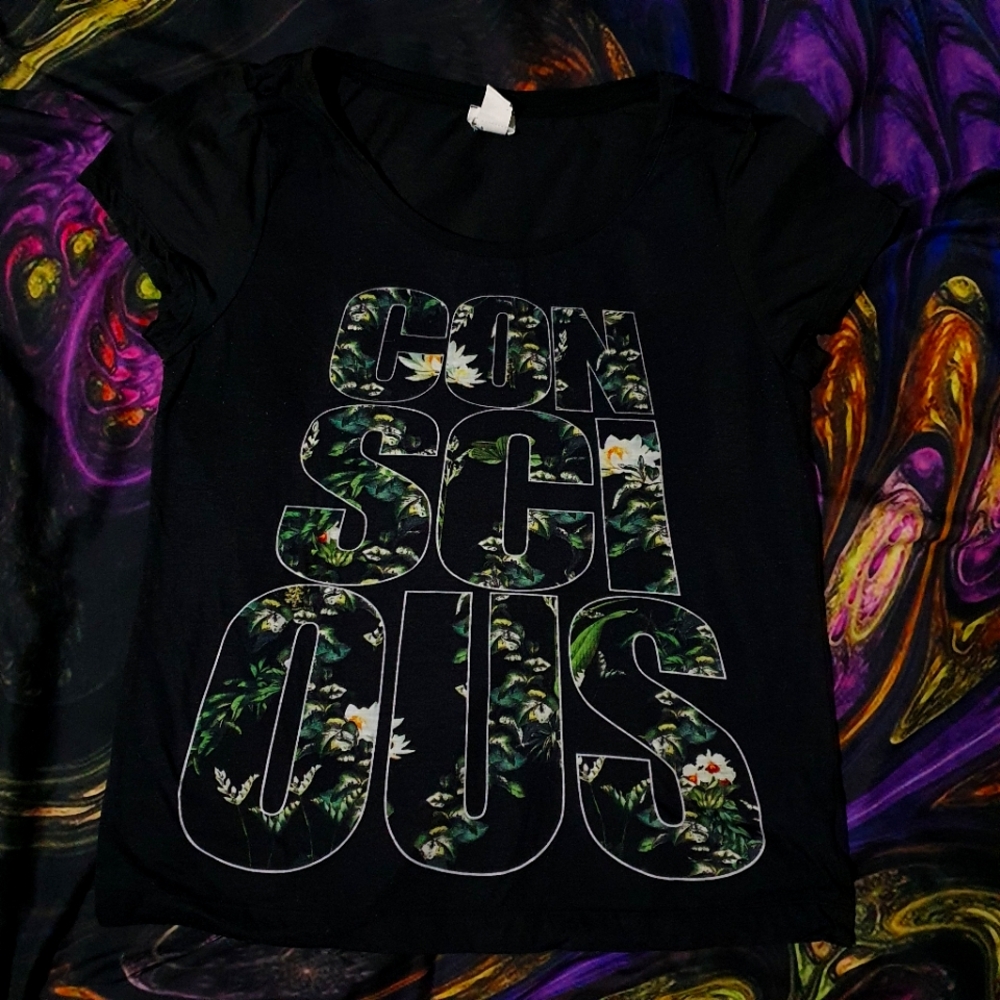M - Women's H&M Conscious Collection Floral Word Art Shirt